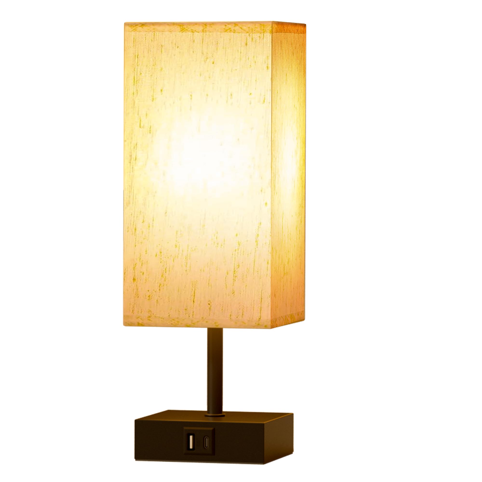 Comzler Bedside Lamp, Touch Control Table Lamp For Bedroom, Small Nightstand Lamp With 3 Way Dimmable, Usb-C + A Ports For Bedroom, Home Decor, Living Room, Led Bulbs Included, Fabric Shade