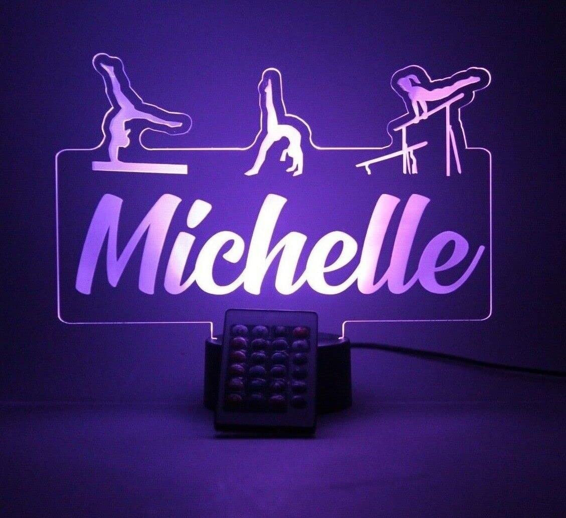 Mirror Mania Gymnast On Beam Bars Floor Night Light Up Lamp Led Personalized Name Engraved Gymnastics Athlete Gymnasts Tumbler Desk Table Lamp - It'S Wow, With Remote, 16 Color Options, Great