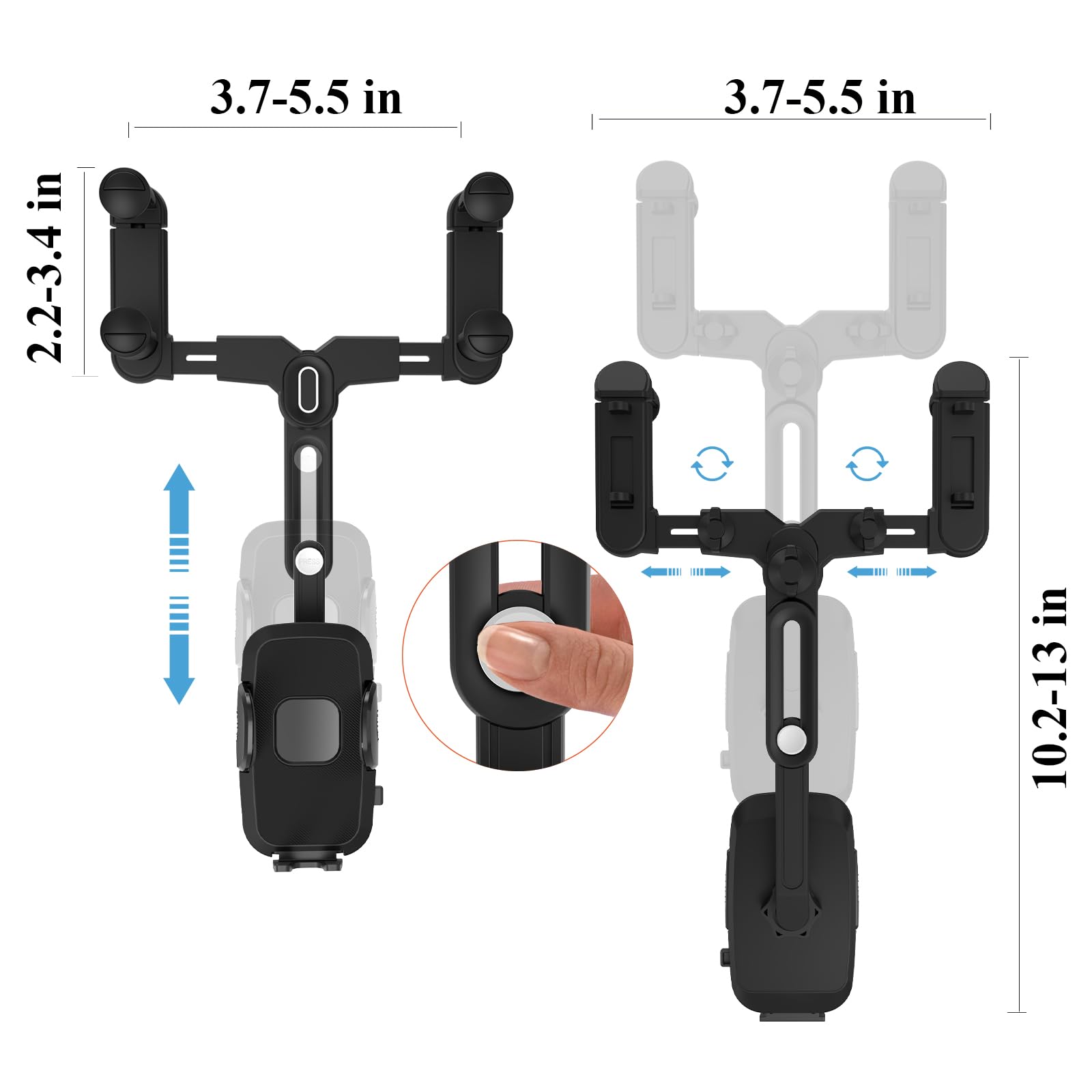 Jdhdl Phone Mount For Car, Rear View Mirror Phone Holder, Rotatable And Retractable Phone Holder For Car Compatible With Iphone Samsung All 4-7 Inch Cell Phones