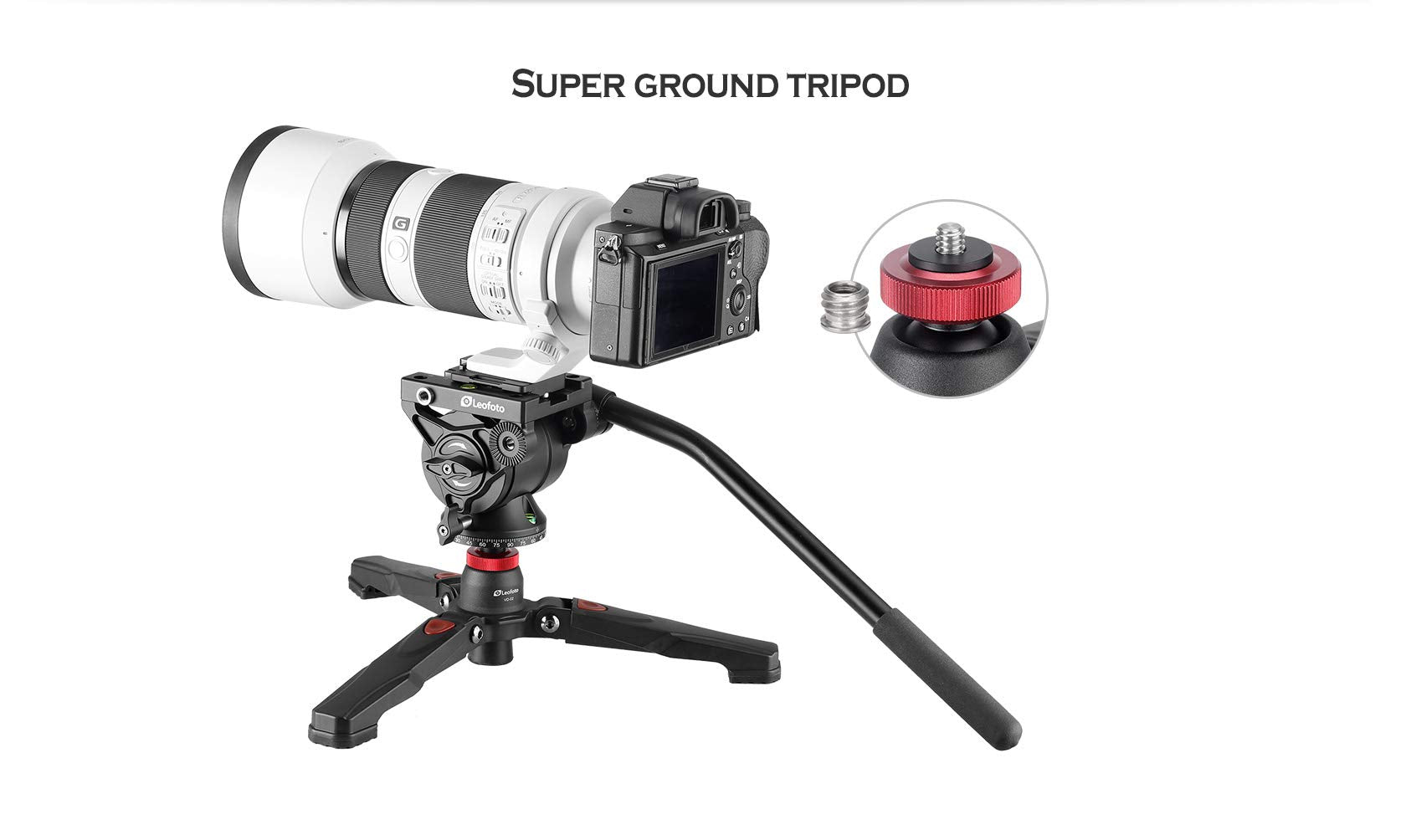 Leofoto Vd-02 Monopod Base Support System, Ground Tripod, 3/8 Mounting Screw