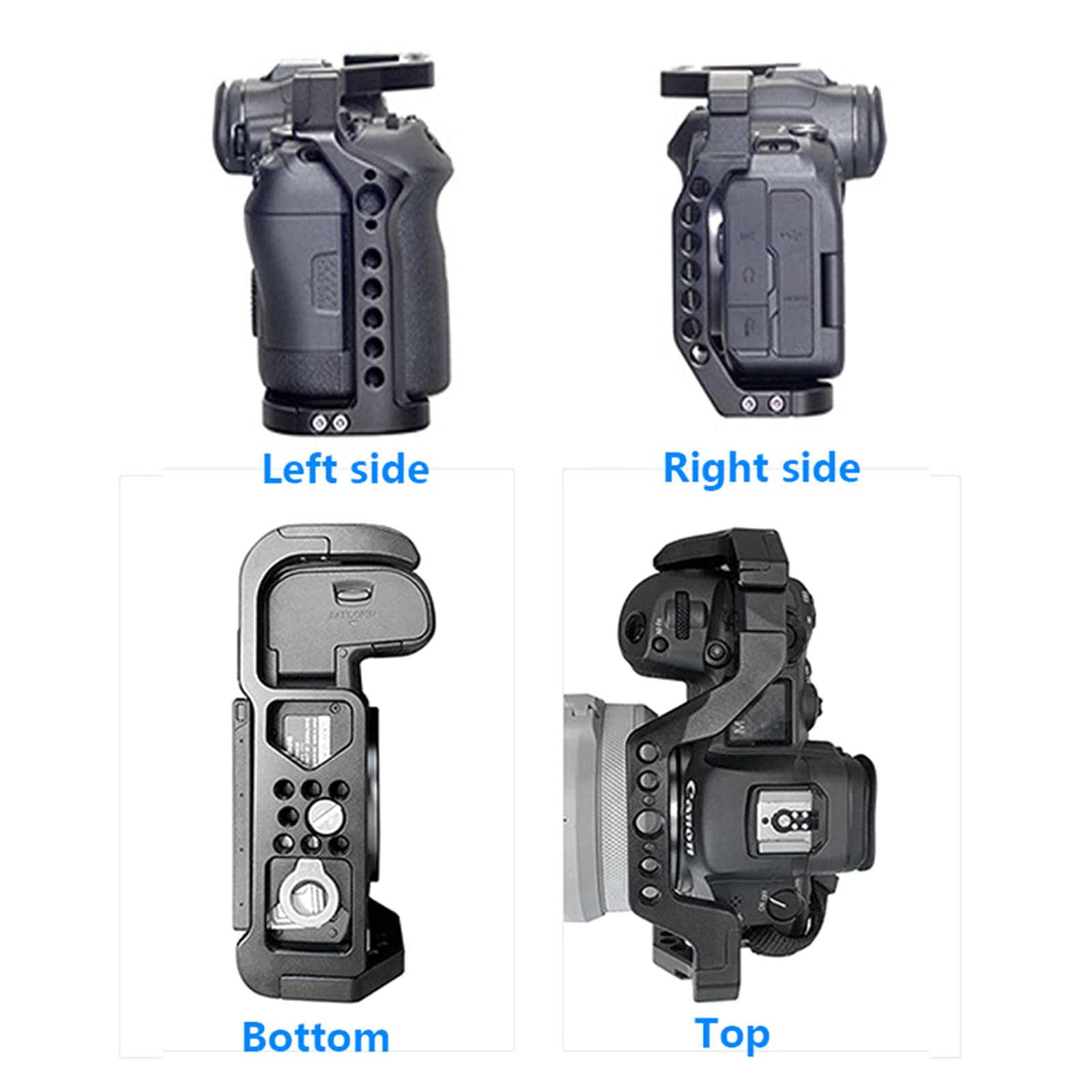Topcine Camera Cage For Canon Eos R5/R5C/R6/R6 Ii Mirrorless Camera, Vlogging Video Shooting Filmmaking Rig Stabilizer With Dual Cold Shoe With 1/4" Mounting Hole & 3/8" Arri Locating Holes