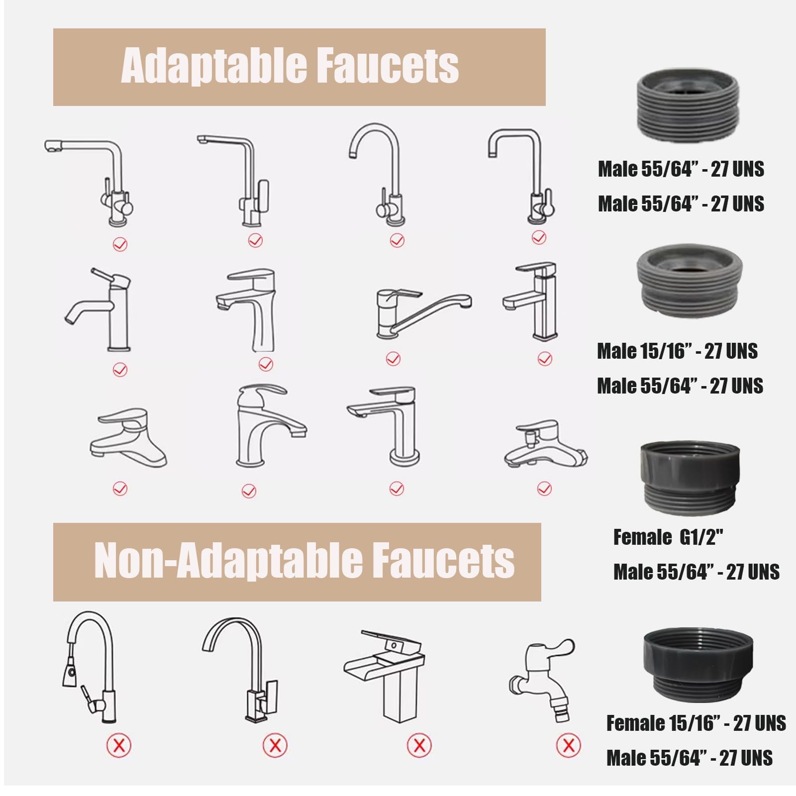 Lagwiuy Kitchen Faucet Sprayer Attachment, Kitchen Faucet Head Replacement, Anti-Splashing Faucet Head For Kitchen Sink, Pull Down Kitchen Faucet Head Replacement With Stretchable Hose,White