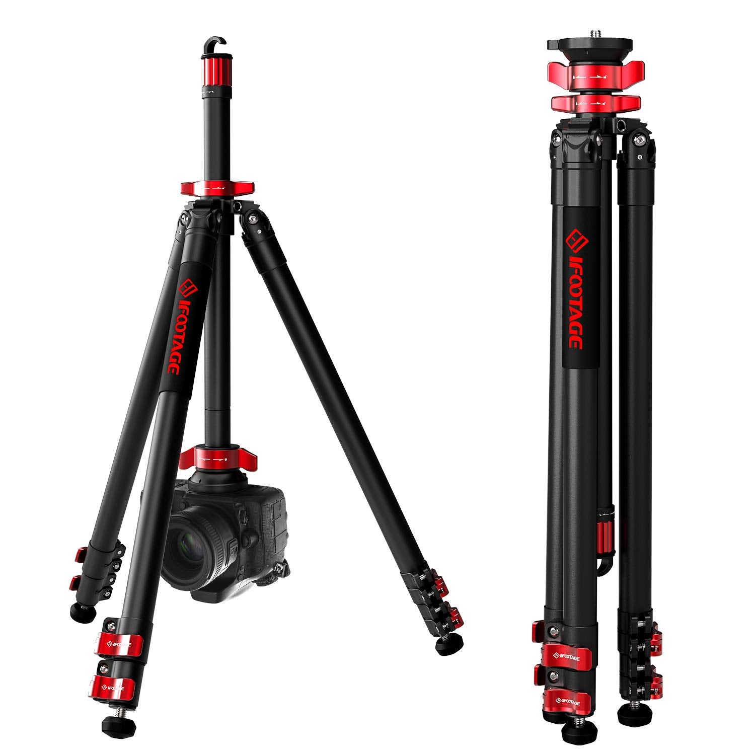 Ifootage 65" Aluminum Camera Tripod, Professional Video Tripod 3 Sections With Centre Pole, Compatible With Canon, Nikon, Sony Dslr Camcorder Video Photography, Max Load 13.2 Lbs - Ta6S