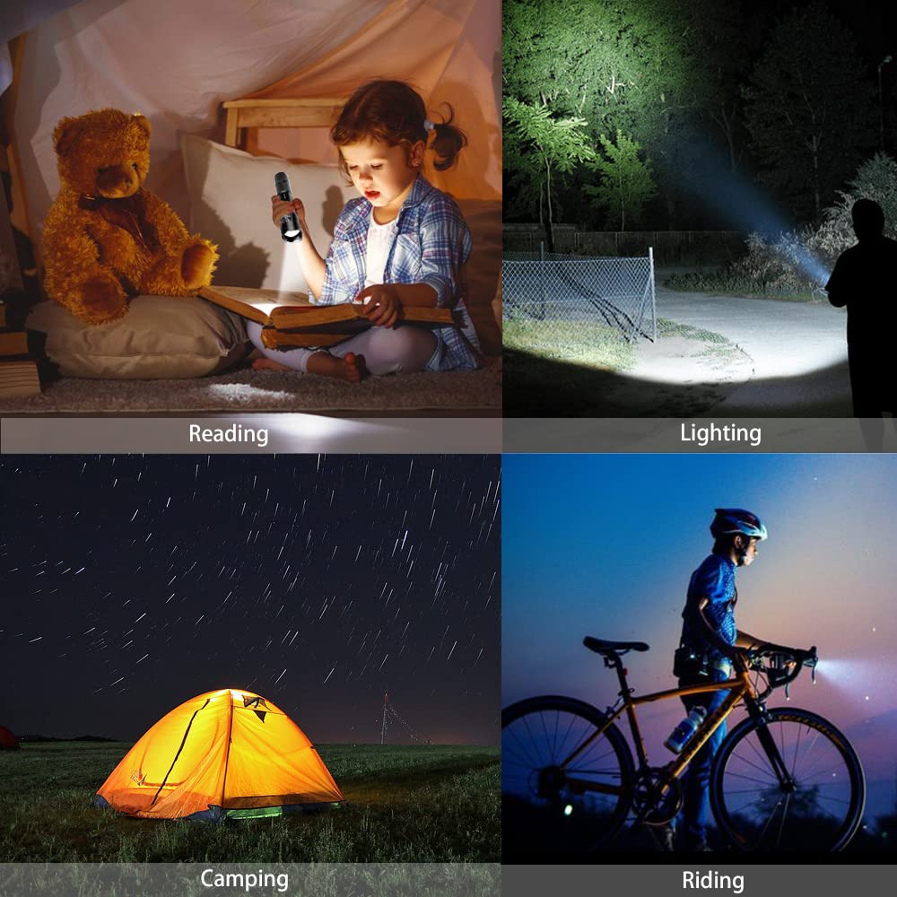 Miular 2 Pack Led Tactical Flashlight Military Grade 5 Mode High Lumens Zoomable Flashlights Portable Handheld Flash Lights For Camping Outdoor Emergency