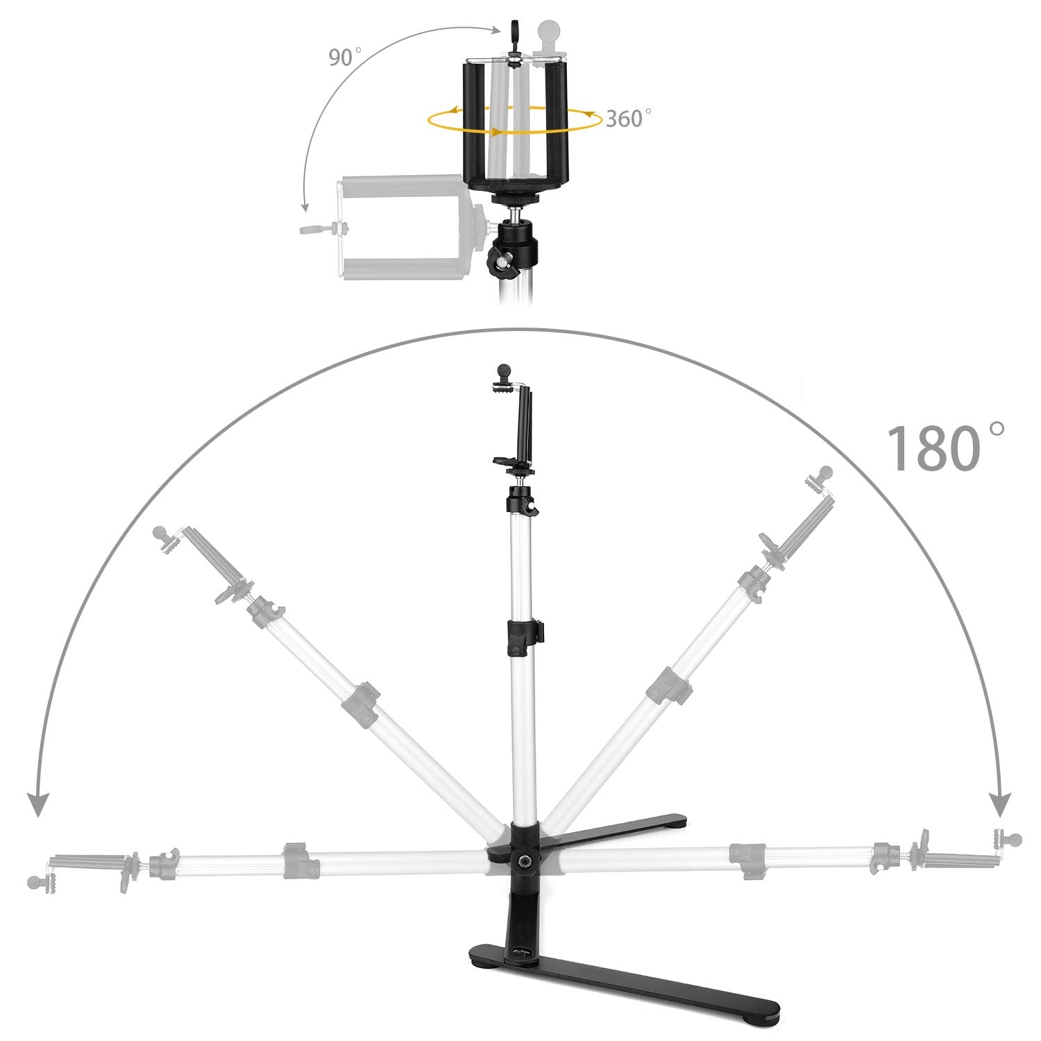 Chromlives Photo Copy Stand Pico Projector Stand With Phone Clamp Overhead Phone Mount Phone Stand Mini Tripod Adjustable Tabletop Monopod Stand Compatible With Smart-Phone