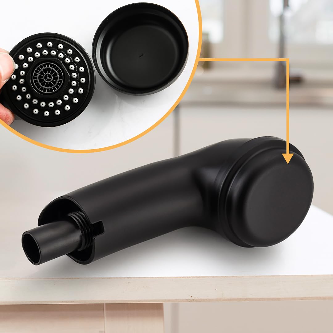 Hansengroe Pull Out Spray Head For Grohe 6298K00/46312Kh0, Kitchen Sink Faucet Spray Head Replacement Part For Bathroom Tub, Pull Out Spray Wand (Matte Black)