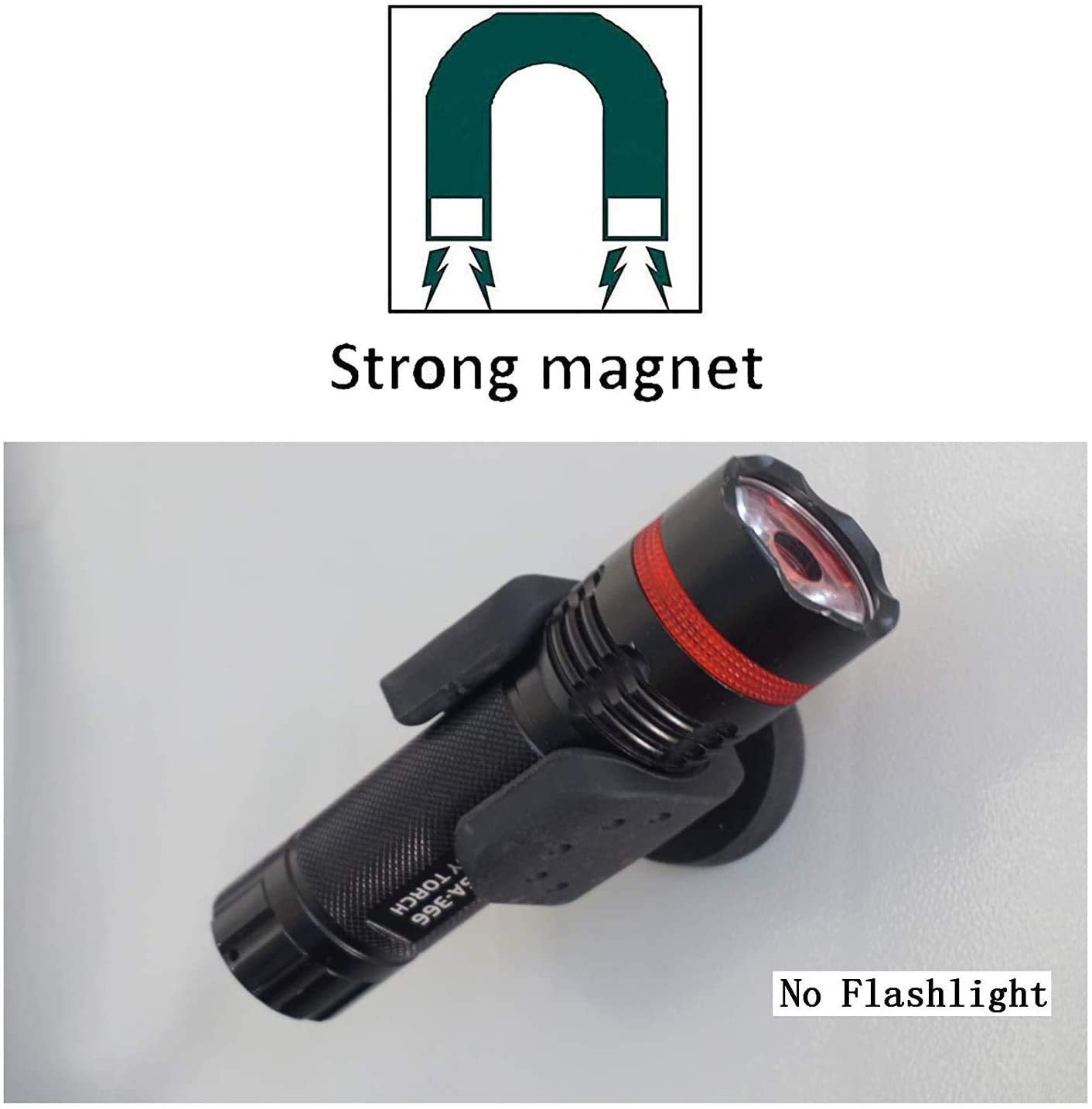 Pmsanzay Magnetic Base Mount, Flashlight Mounting Brackets, Strong Magnets And Flexible Clamp, Round Base Magnet Fastener With Rubber, For Flashlight Holder - 4 Pack（Two Big And Two Small）
