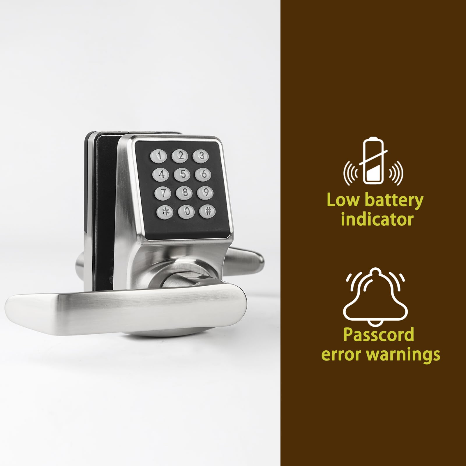 Jesstti Keyless Entry Door Lock,Keypad Door Lock With Handle,Smart Door Locks For Front Door With/Card/Passcode/Key,Digital Door Knob With Keypad,Silver.