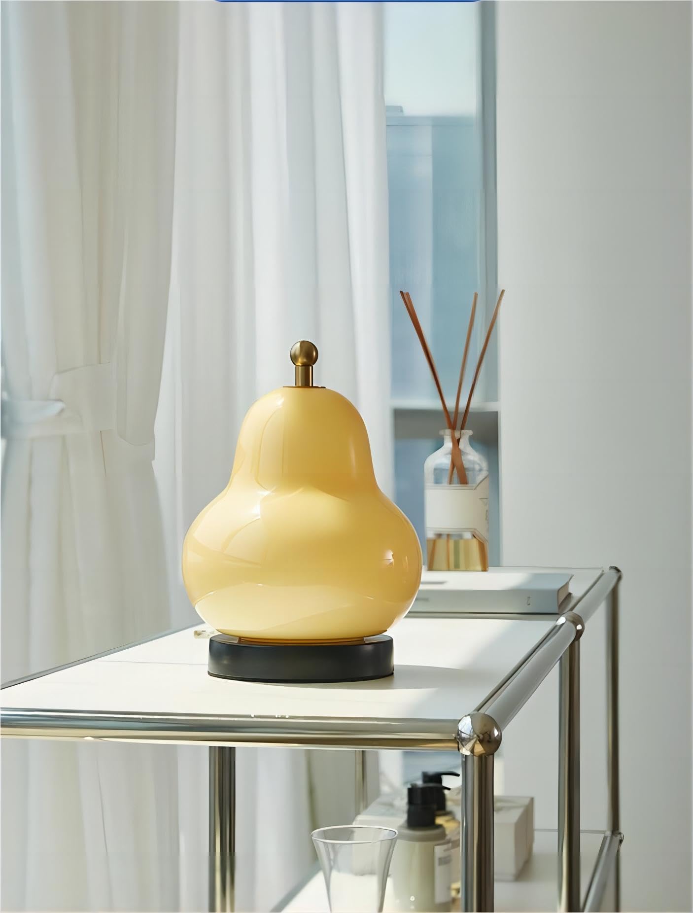 Lightland French Cream Pear Table Lamp Bedroom Bedside Minimalist Living Room Rechargeable Portable High Ambiance Decorative Night Lamp Cream Yellow