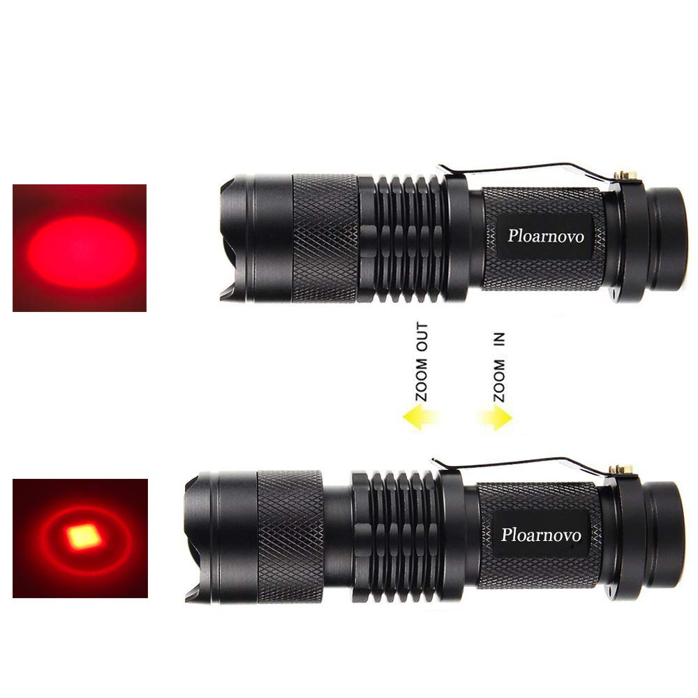 Ploarnovo Red Light Flashlight Single Mode Zoomable Powerful Red Flashlight For Astronomy, Aviation, Night Observation,3-Pack