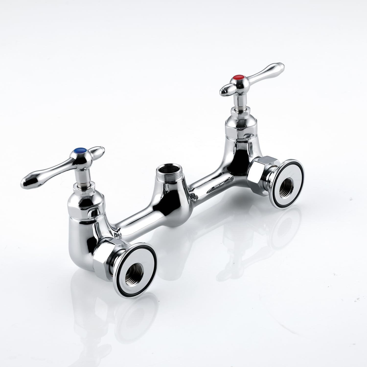 Keipan Commercial Kitchen Wall Mounted Faucet 8 "Center Wall Mounted Kitchen Sink Faucet With 8" Swinging Nozzle 20 "High Stall Sink Faucet For 1 Or 2 Stall Kitchen Sinks With Drop Down Sprayer