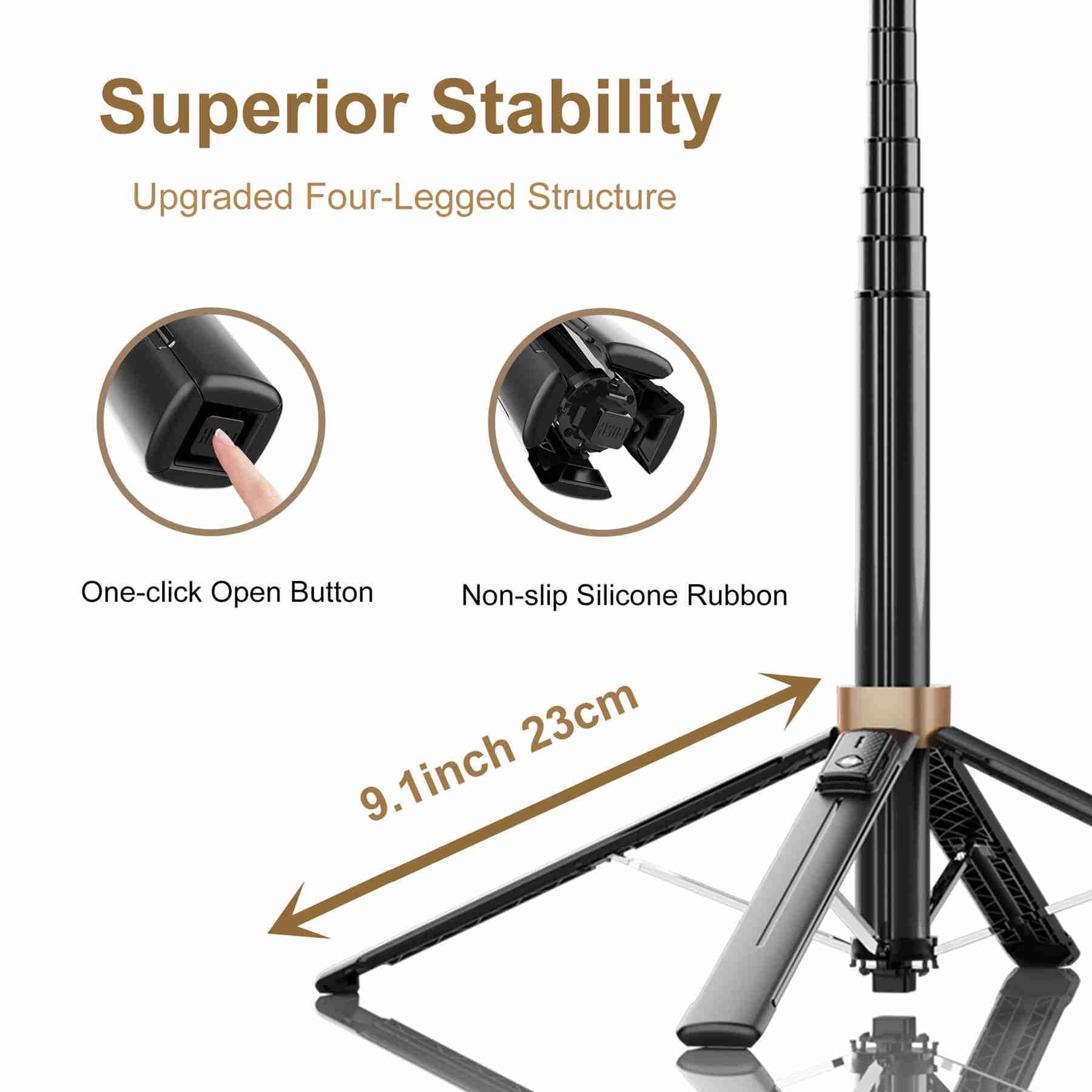 Moudao Phone Tripod Selfie Stick For Golf Training 71'' Golf Tripod With Detachable Wireless Remote Portable Smartphone Tripod For Iphone, Android, Camera & Gopro (Black)