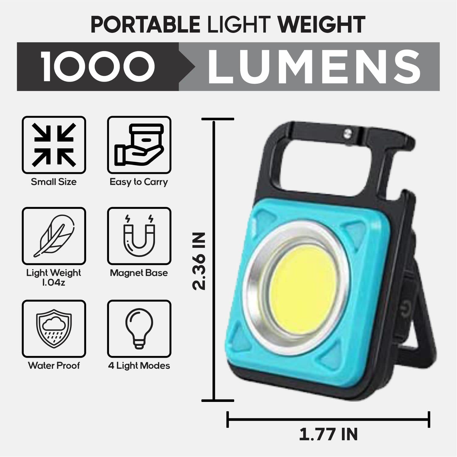 Wefun Cob Small Flashlights 1000 Lumens, Mini Keychain Work Light With 4 Modes, Rechargeable Waterproof Portable Led Flashlight Magnet Base For Hiking, Survival, Emergency (2 Pack) Red & Blue