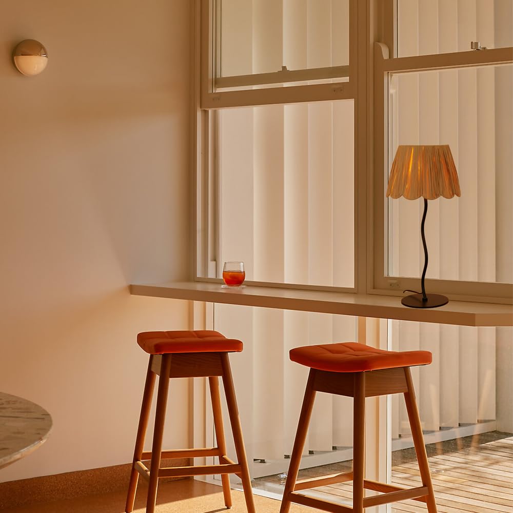 Visual Landing Modern Rattan Lampshade Table Lamps For Living Room, Bedroom, Vintage Mid Century Table Light With Metal Base, Desk Lamp,Leaves Shade Table Lamp For Office Restaurant, Black
