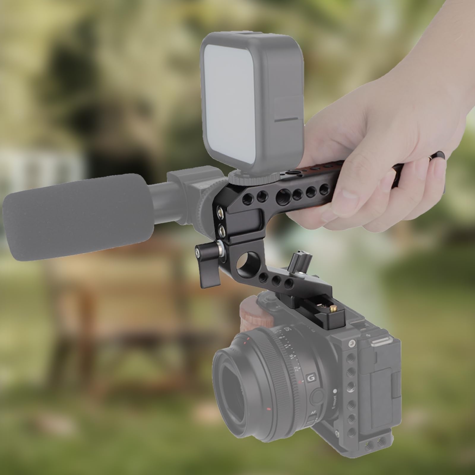 Leftfoto Camera Cage Top Handle Nato Rail Standard With 7Mm Nato Rail For Dlsr Camera Cage,Anti-Off And Quick Release Design.