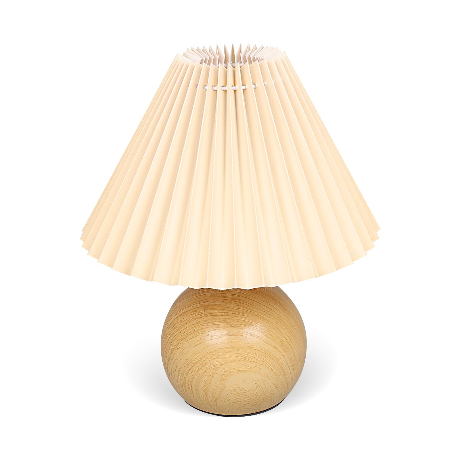 Jachoyi Small Pleated Table Lamp, Bedside Nightstand Lamp With Beige Lampshade, Morden Mini Lamp For Bedroom Home Office Decor, E27 Bulb Included
