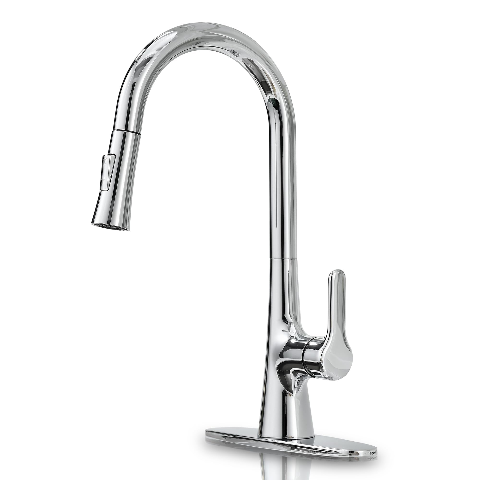 Fropo Kitchen Faucet With Pull Down Sprayer, Polished Chrome Kitchen Sink Faucet 1 Or 3 Hole, High Arc Single Handle Spot Resist Stainless Steel Kitchen Faucets For Farmhouse Camper Laundry Rv Bar