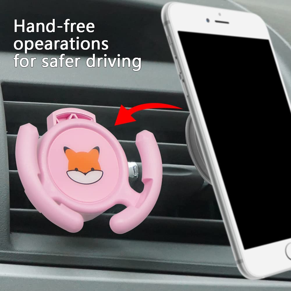 Homefox Car Vent Mount Holder 2 Pack - Compatible With Popsocket - Car Mount Made For Pop Socket Grips Collapsible Phone Holder For Pop Mount With Secure Ac Vent Clip, Horizontal Air Vent Only (Pink)