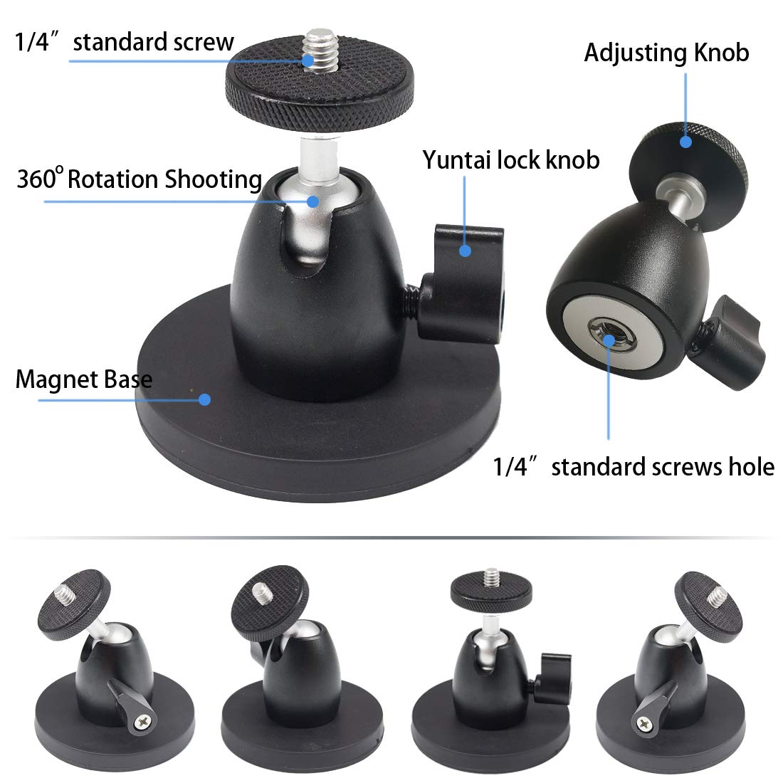 Bob Seger Magnetic Camera Mount With 360 Magnetic Stand, Attaches To Steel Surfaces For Action Camera, Car Mount, Light Stands & Tripods