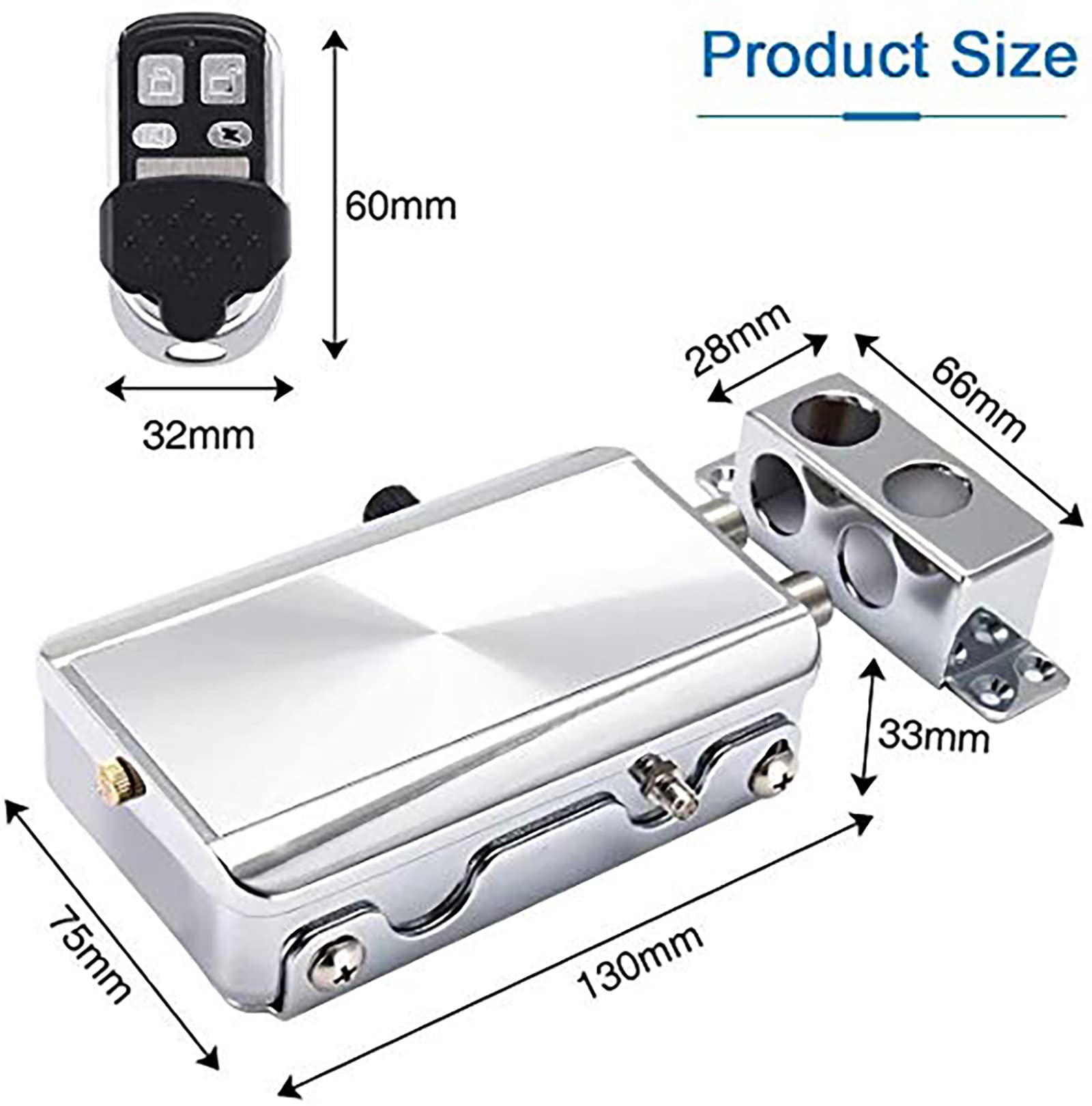 Vluoo Electronic Deadbolt Door Lock, Anti-Theft Remote Deadbolt Door Lock Zinc Alloy Remote Lock For Door With 4 Remote Controls