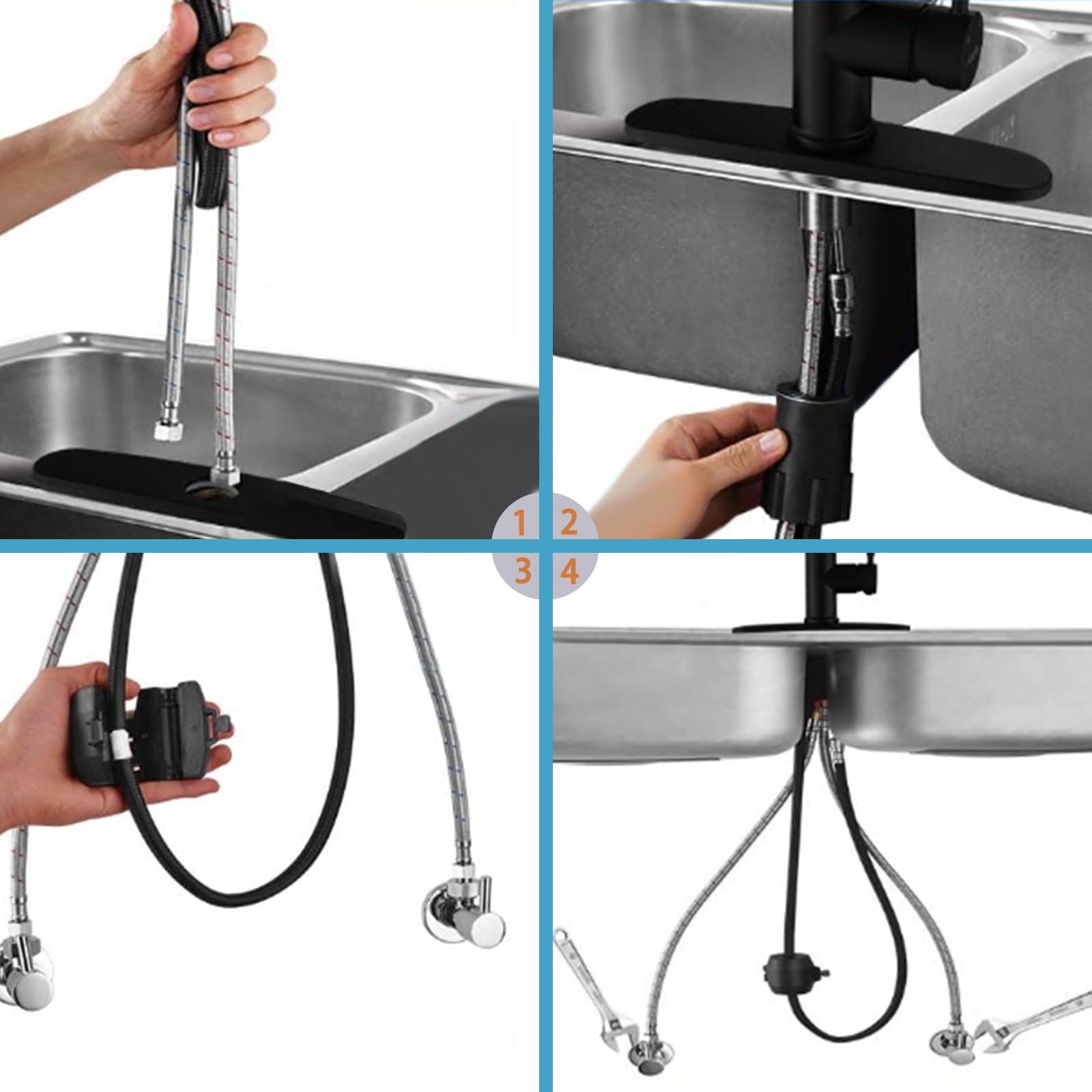 Aibovi Black Kitchen Faucet With Pull Down Sprayer,Brushed Nickel Faucet With Soap Dispenser Stainless Steel Farmhouse Camper Laundry For Bar Rv Kitchen Sink Faucet