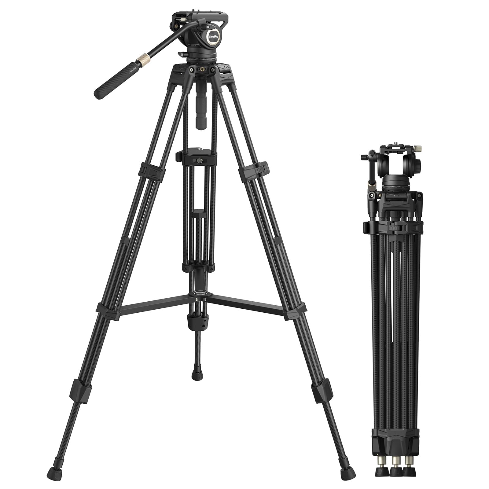 Smallrig Heavy-Duty Carbon Fiber Tripod With speed One-Step Height Adjust, 75" Tall, Fluid Head, Dual-Mode Qr Plate For Dji/Mft, Load Up To 17Lbs, Professional Video Tripod For Camera Ad-80S