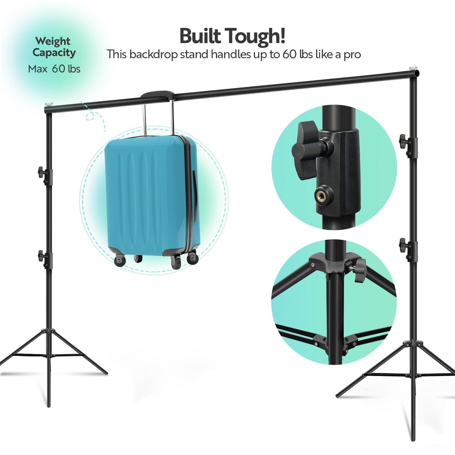 Ls Limo Studio Limostudio Limostudio [Super Heavy Duty] 12.6 X 10.4 Ft. (W X H) Backdrop Stand, Most Heavy Duty In Market, Thick Pole, No Bending, Ground Shoe Mount For Outdoor Use, Shock-Proof Spring Tripod, Agg1111