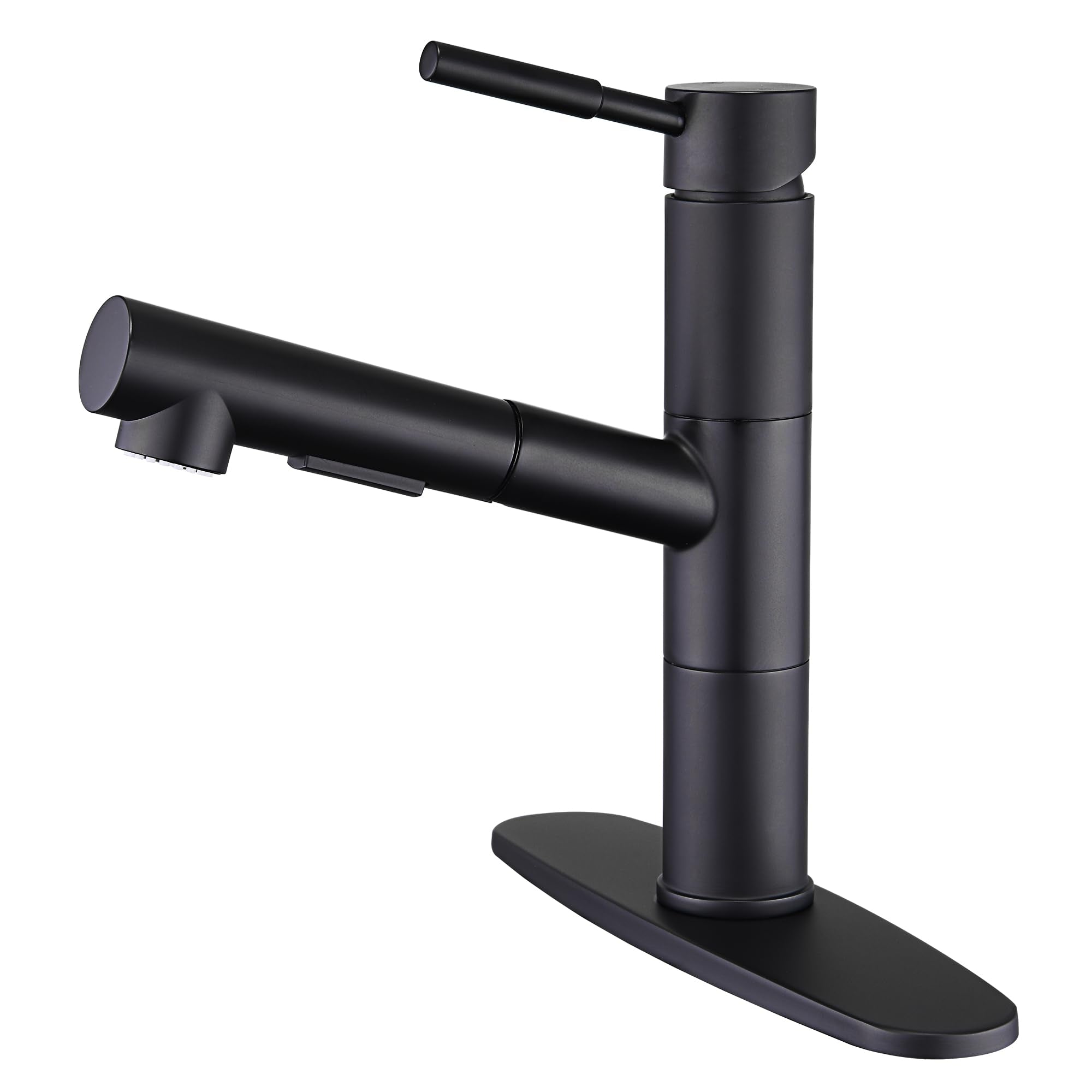 Fropo Black Kitchen Faucet With Sprayer, Black Kitchen Sink Faucet With Pull Down Sprayer, Modern Stainless Steel Bar Sink Faucet Rv Kitchen Faucet With Deck Plate 2 Modes Spray Spot Resist