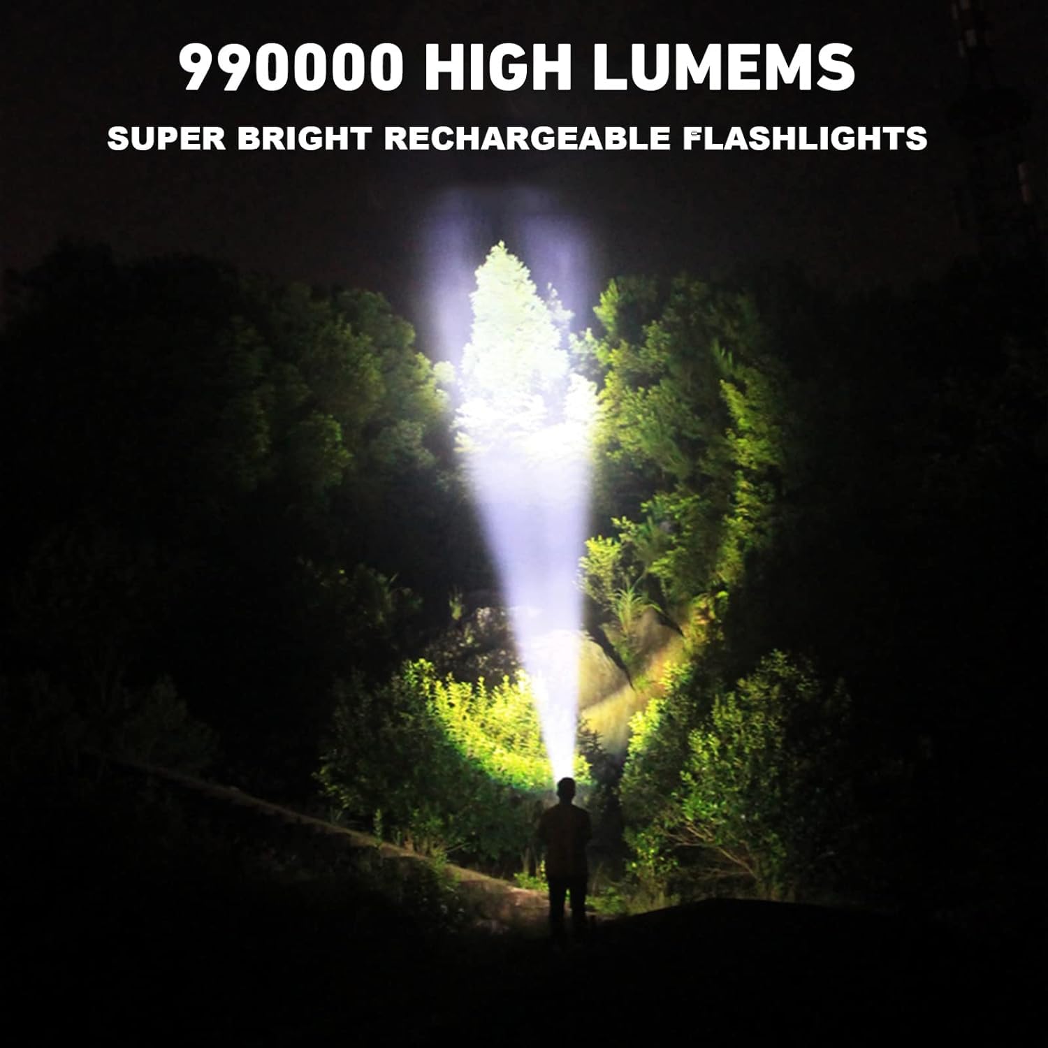 Milaoshu Rechargeable Flashlights 990,000 High Lumens - 2 Pack, 12 Hours Powerful Led Flash Light With Multiple Light Modes, Super Bright & Ipx5 Waterproof Torch For Camping, Home, Emergencies