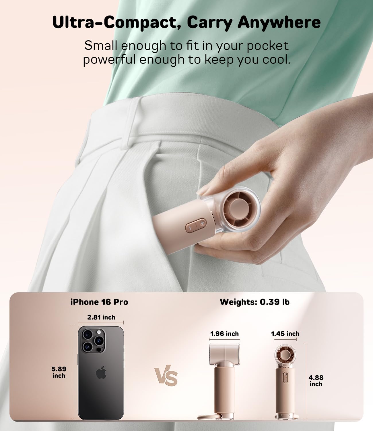 Handheld pocket fan by Wsken 20000 rpm turbo motor mini design from Koospark