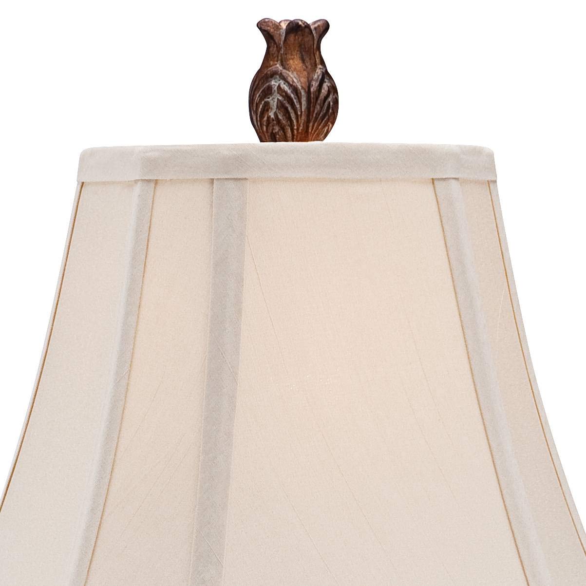 Regency Hill Thorood 35 1/2" Tall Large Traditional End Table Lamp Brown Finish Single Fabric Beige Shade Console Living Room Bedroom Bedside Nightstand House Office Home Reading Kitchen Entryway