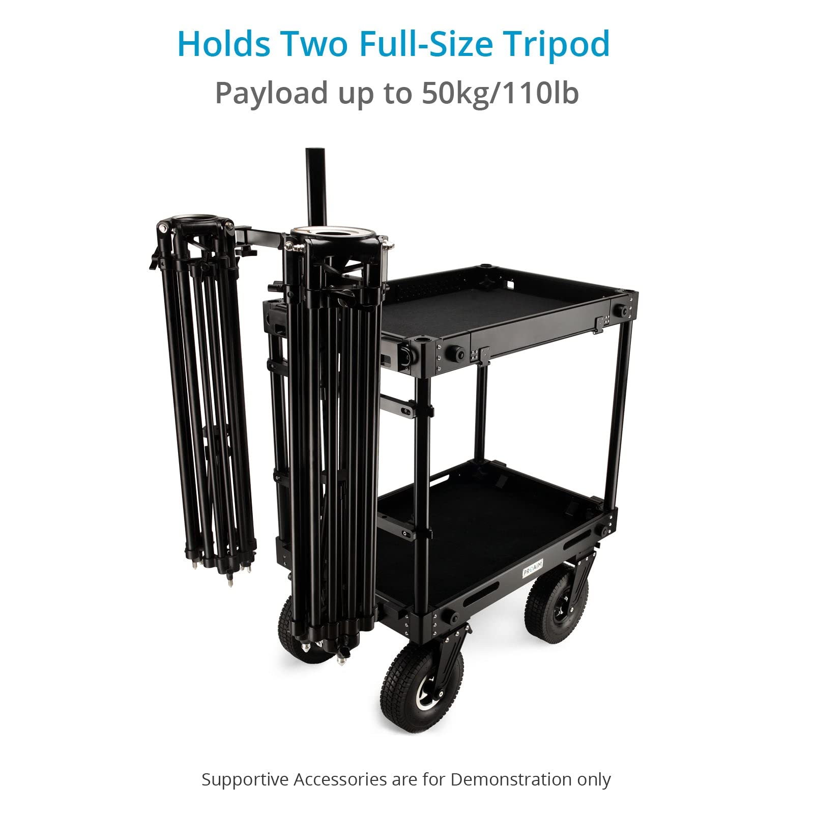 Proaim Dual Tripod Holder For Camera Cart. Holds Two Full-Size Tripods Up To 50Kg/110Lb. Compatible With Atlas V2 & Victor Series Carts. 1.5" / 38Mm Mast Attachment (Vctr-Th)