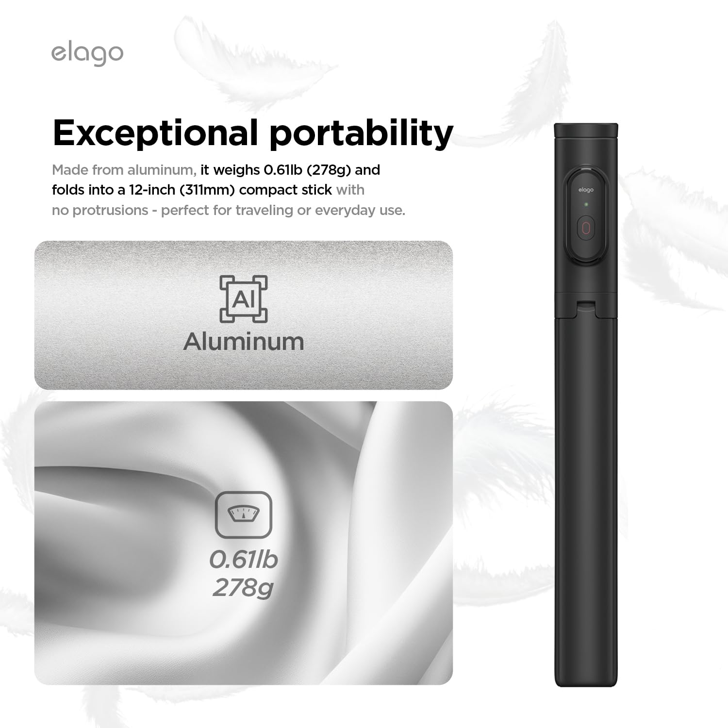 Elago 60" Phone Tripod & Selfie Stick Pro Compatible With Iphone And Galaxy, Remote Controller Included, Portable, Lightweight, Extendable [Pouch, Bluetooth Remote] [Black]