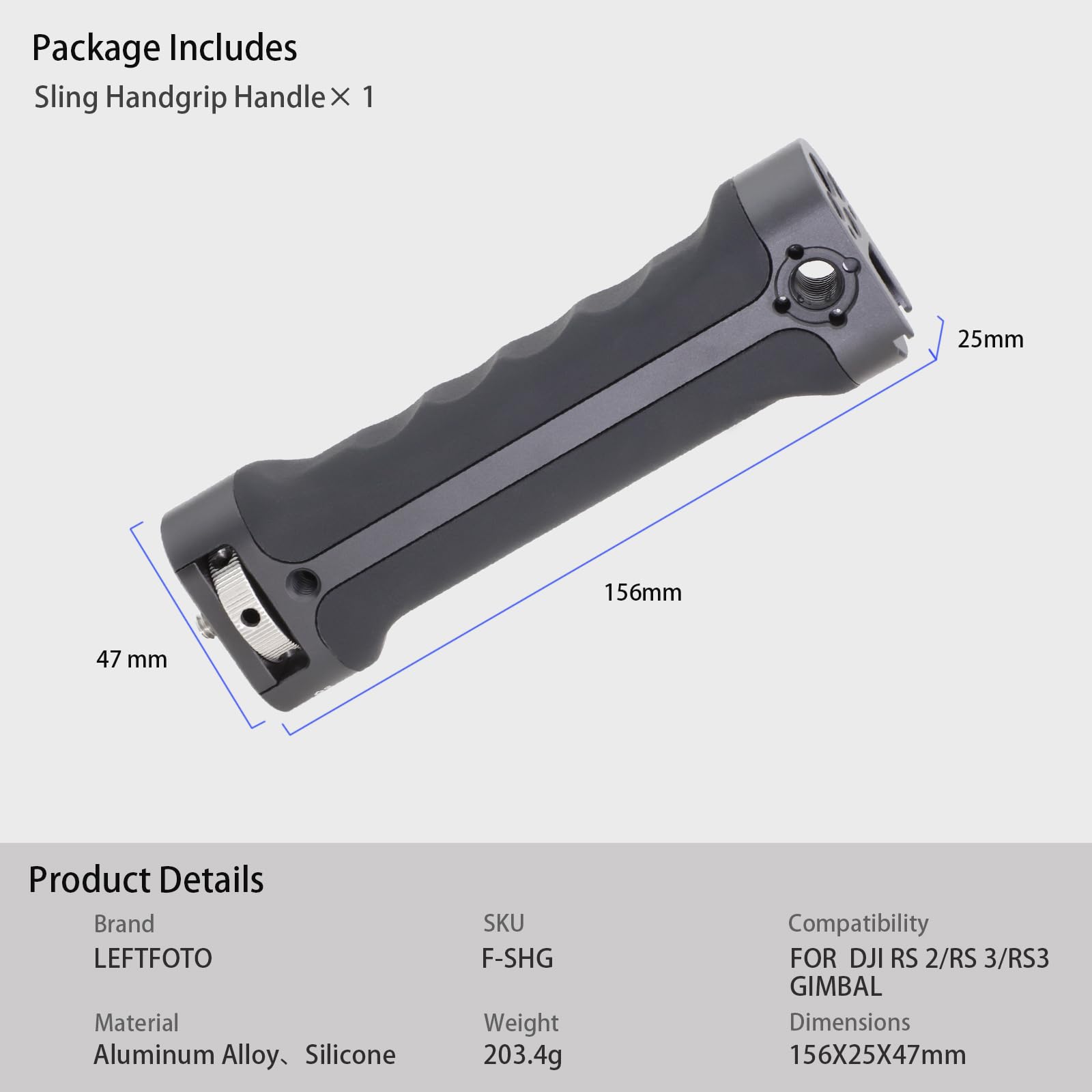 Leftfoto Sling Handgrip Handle For Dji Ronin Dji Rs2/Rsc2/Rs3 / Rs3 Pro/ Rs3 Mini/Zhiyun Weebill-S Gimbal Stabilizer,Extended Silicone Grip In Briefcase Mode, With Anti Twist Pins,Quick Installation
