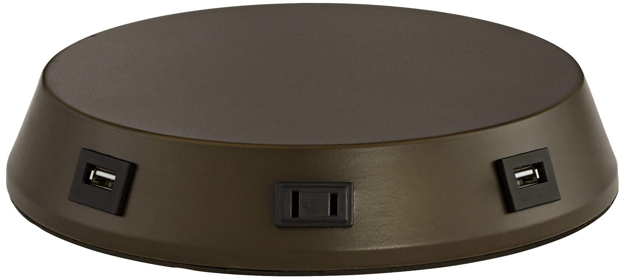 360 Lighting 1 3/4" High Universal Charging Workstation Lamp Base Usb Port Ac Power Outlet Brown Bronze Finish Metal Single Shade Living Room Bedroom Bedside Nightstand House Office Home Reading