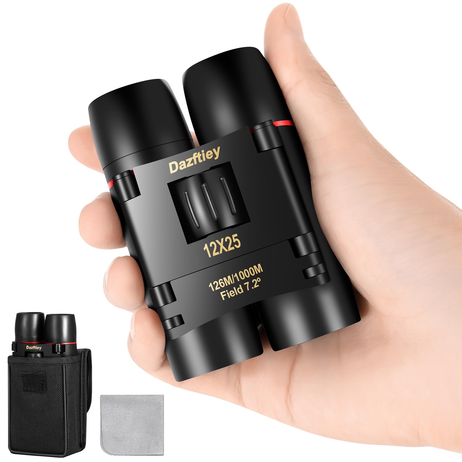 Dazftiey 12X25 Small Compact Binoculars For Adults & Kids - Mini Lightweight High Powered Binoculars With Clear Vision For Cruise Ship, Bird Watching, Travel, Opera Concert