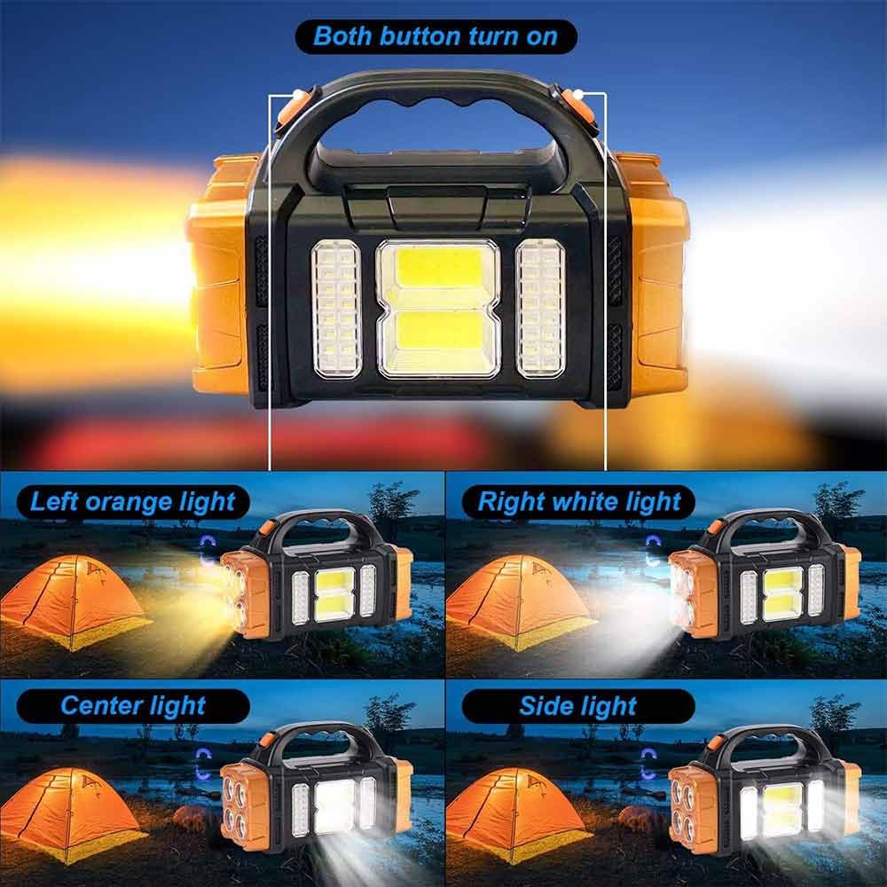 Sallbris Premium High Lumens Led Work Light – Multipurpose Flashlight With Searchlight And Lantern Features - Rechargeable Outdoor Waterproof Solar Flashlight - Portable & Lightweight
