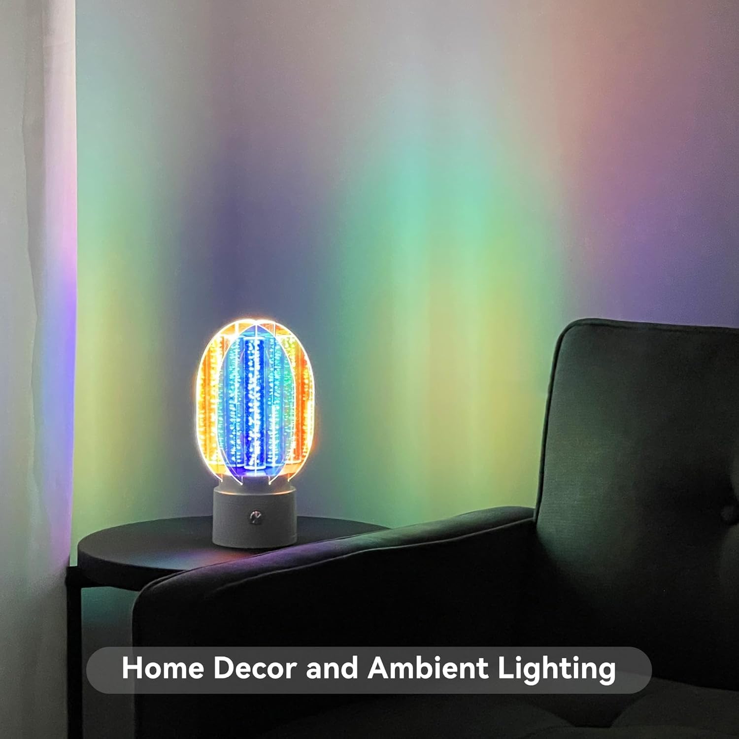 Lampe House Cordless Rechargeable Table Lamp With Aurora Effect, Night Light For Bedroom With 360 Rotation, Battery Operated Desklamp For Living Room, Small Lamp For Desk Workstation, Mood Lighting Mini Lamp