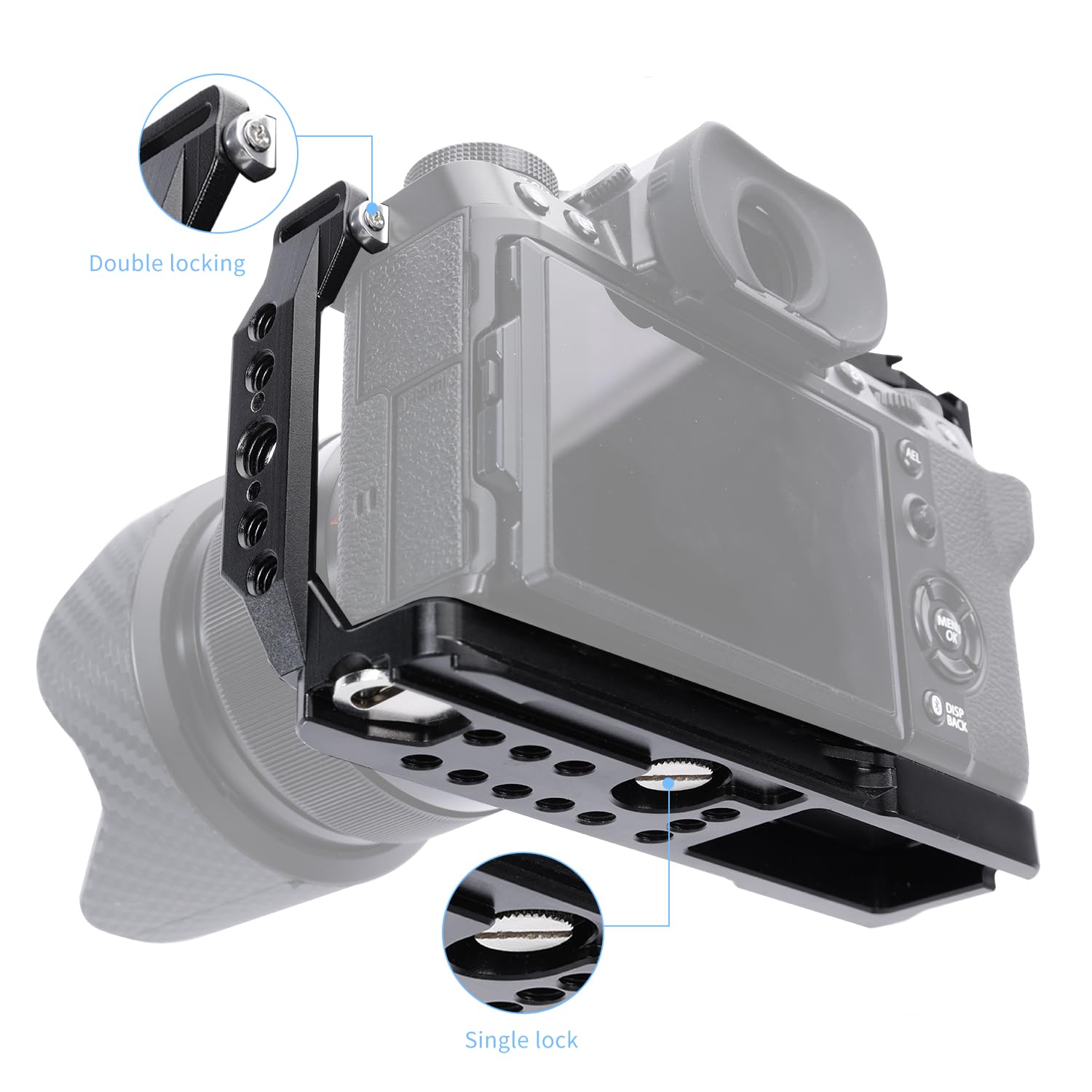 Niceyrig Full Cage For Fujifilm Xt-5 Mirrorless Camera With Grip, Quick Release Plate For Arca-Swiss, Multiple Mounting Points - 557