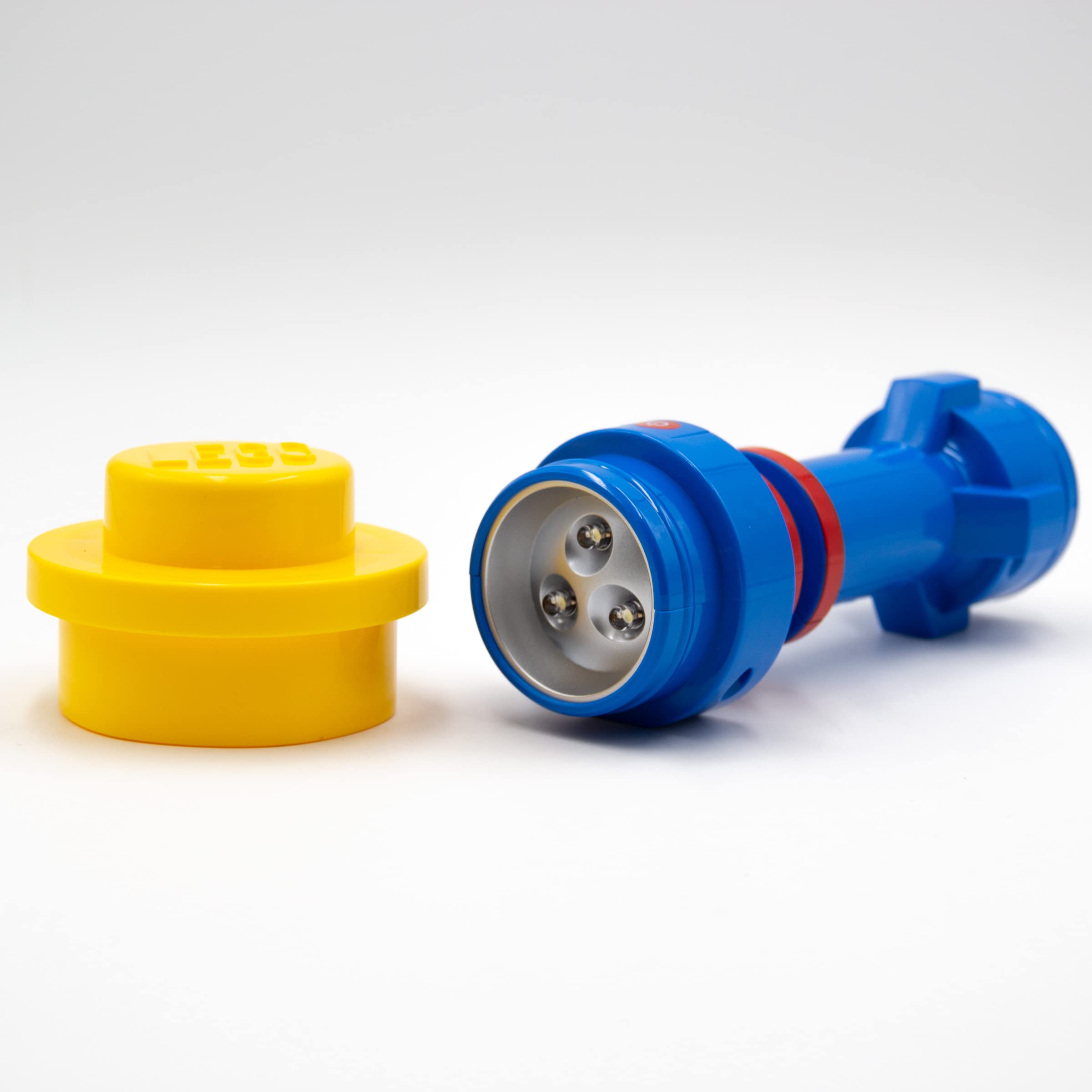 Iq Lego Iconic Torch - Flashlight Blue/Red/Yellow (Fl5), 7.5 Inches Tall, Removable Cap