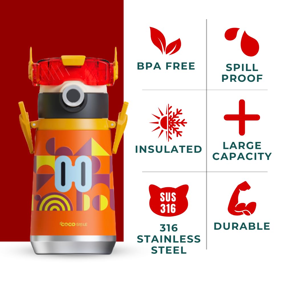 Robot Thermal Kids Water Bottle, Enjoy Durable Insulated Design, Kids Water Bottles For School Boys