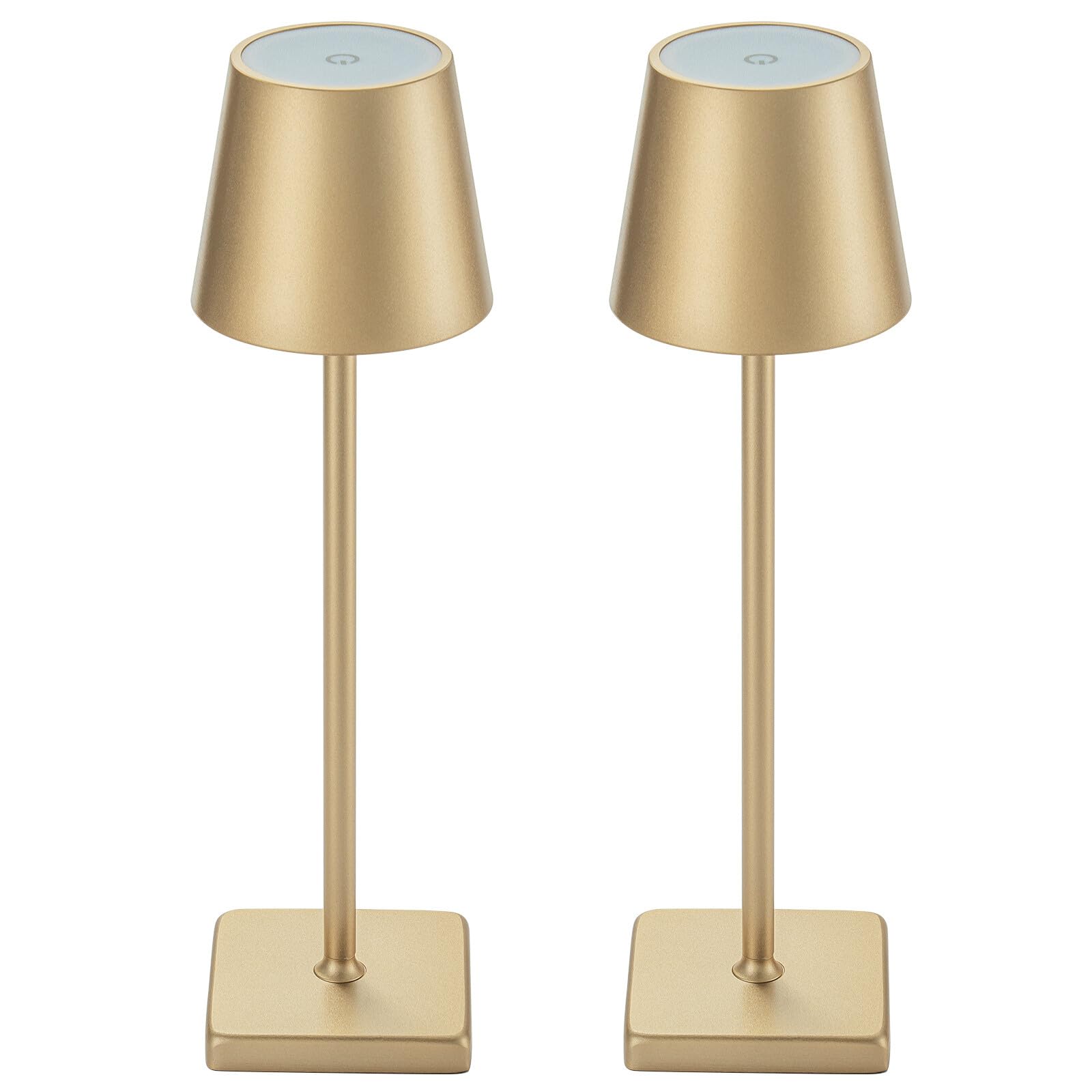 Kelary 2 Pack Rechargeable Cordless Table Lamps, 5200Mah Battery Touch Table Light, Aluminum Shell Stepless Dimmable Portable Led Desk Lamp For Dinner/Restaurant/Outdoor Gold