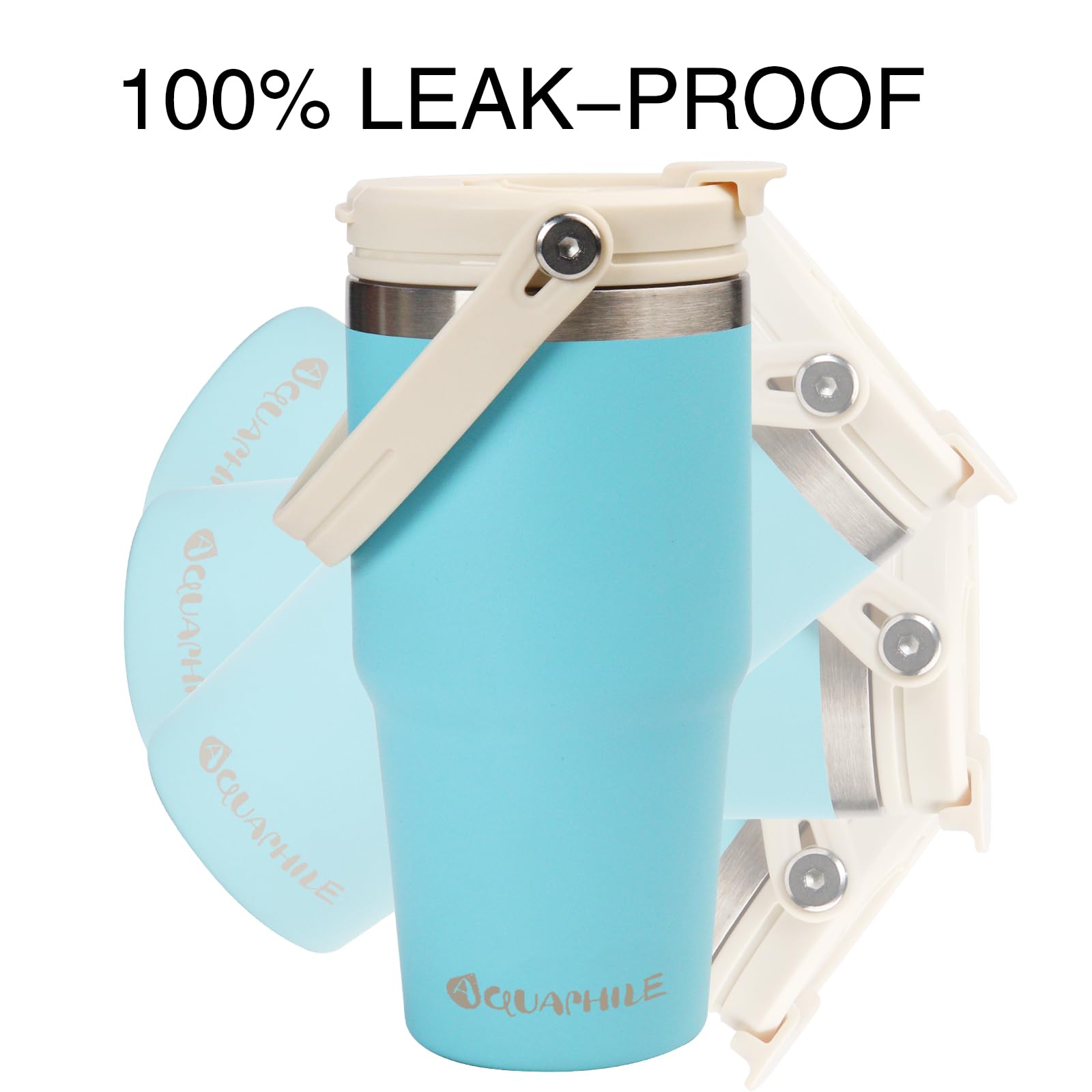 20Oz Tumbler With Handle, Insulated Coffee Tumbler With Leak-Proof 2-In-1 Lid And Straw
