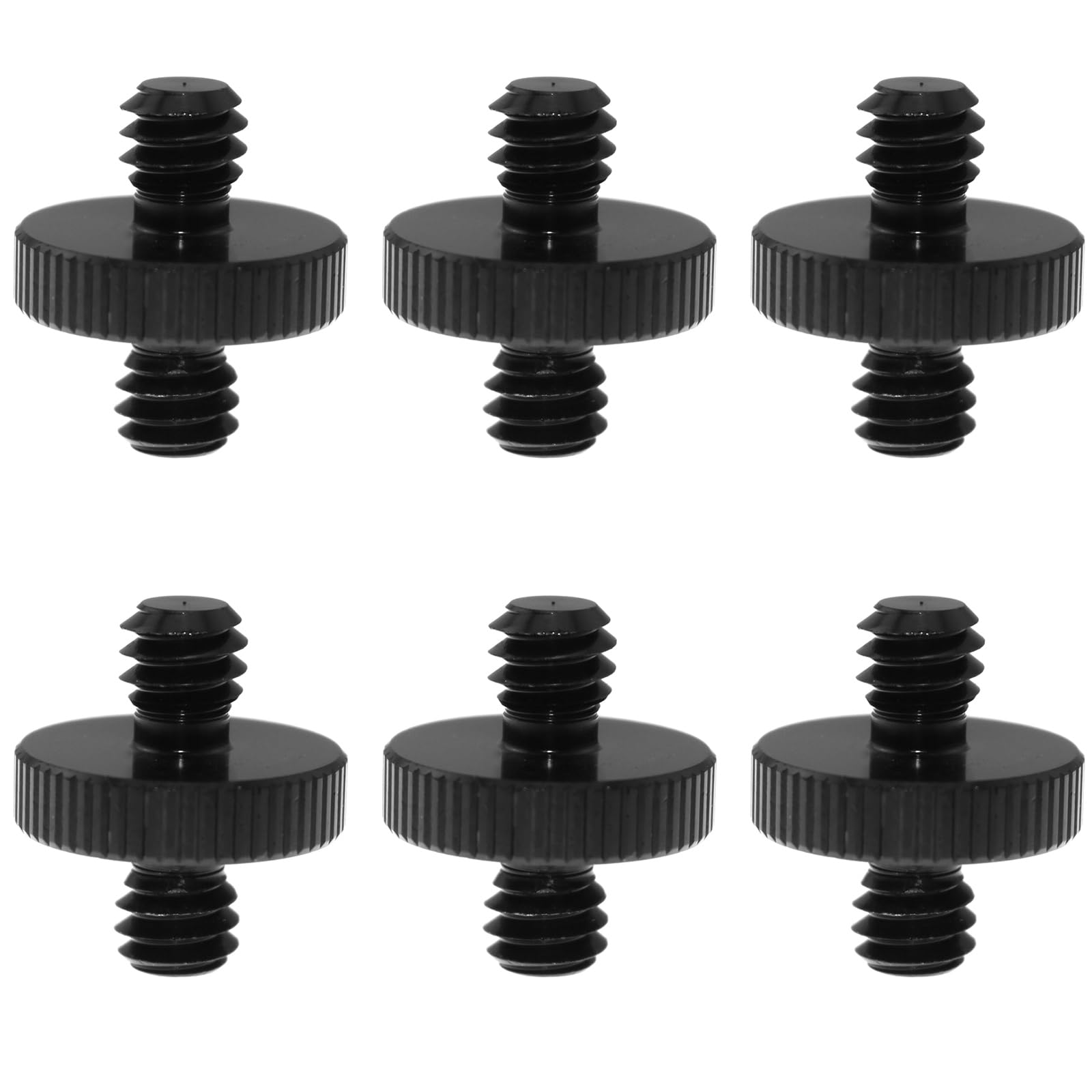 Lind Kitchen 6Pcs Black 1/4'' Male To 1/4'' Male Threaded Tripod Screw Adapter Double Head Stud Standard Mounting Thread Converter For Light Stand Shoulder Rig Tripod Camera Cage Mount