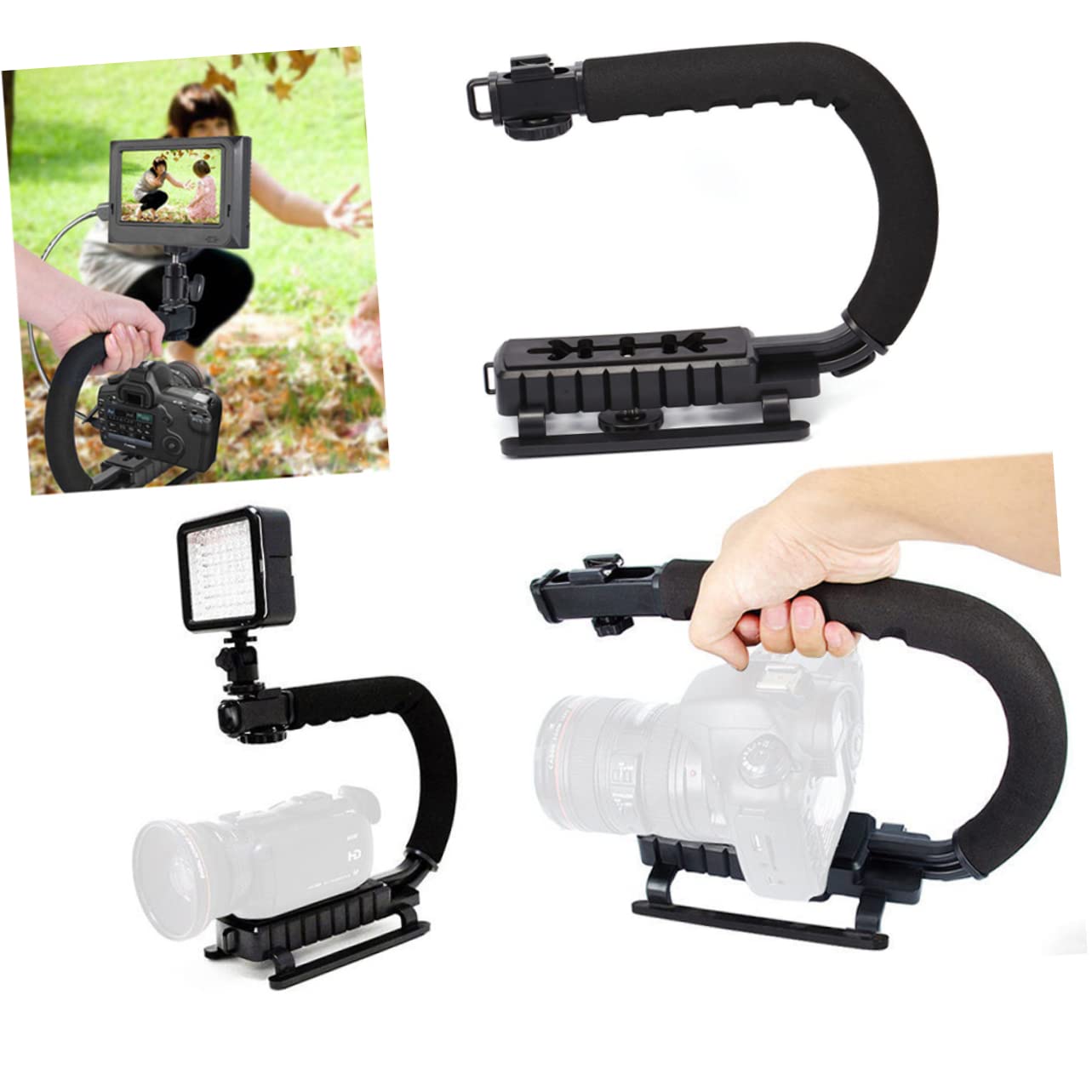 Jojofuny Flash Stabilizer Grip U Shape Bracket Dslr Camera Stabilizer For Long Pressure Relief