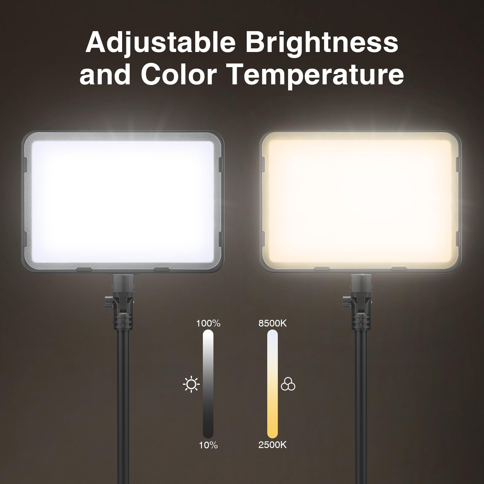 Kmasic 2 Pack Led Video Light With 63'' Tripod Stand, 2500-8500K Dimmable Photography Lighting Kit,15W Soft Studio Lighting For Video Recording/Filming/Game Streaming/Youtube/Podcast, Usb Charger