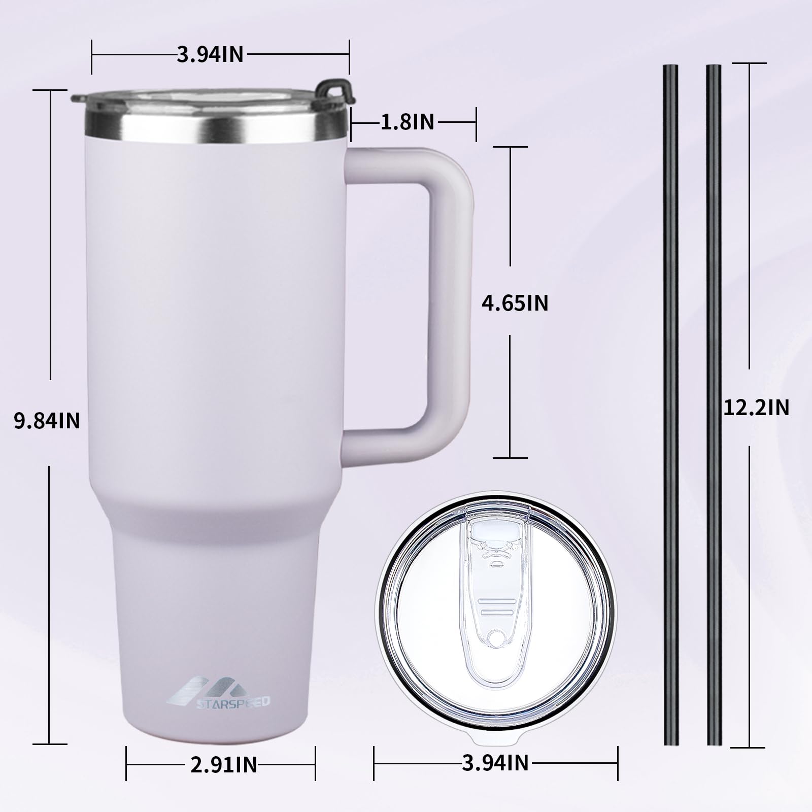 Starspeed 40 Oz Tumbler With Handle And Straw Lid  Stainless Steel Water Bottle Travel Mug