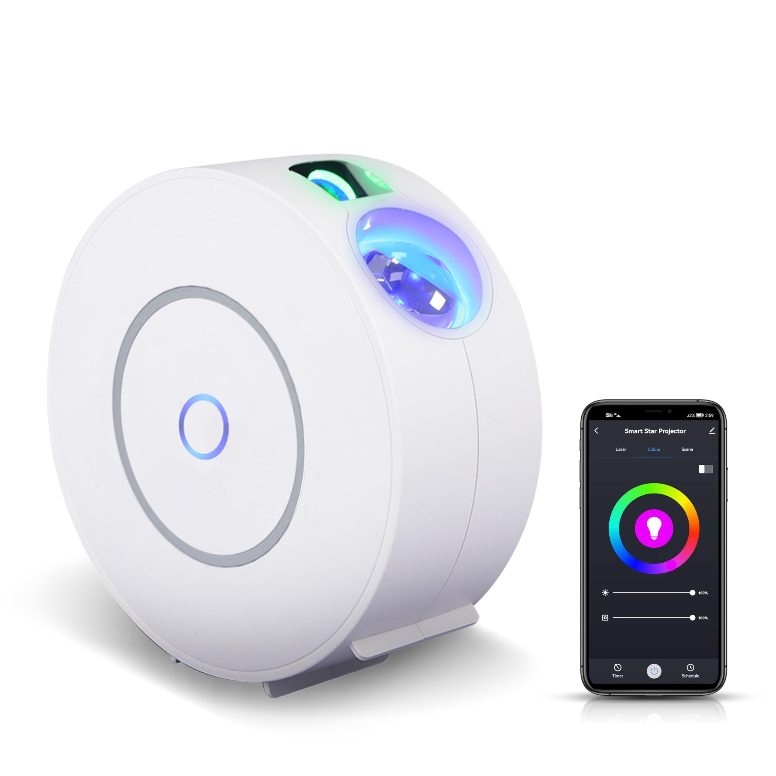 Voion Smart Galaxy Star Projector, Led Nebula Ceiling Night Light With App & Voice Control, Perfect For Gaming Rooms, Bedrooms, Home Theater, And Camp Tent, Stunning Starry Sky Effect (White)