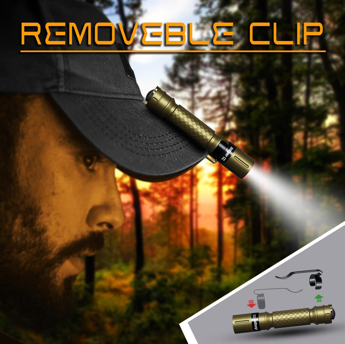 Ansyper Cc Mini Flashlight 3 Modes Small Flashlights Led Powerful High Lumens Tactical Pen Light With Clip,Slim Portable Pocket Compact Torch For Emergency Inspection Aaa Battery Water-Resistant (Black & Gold)