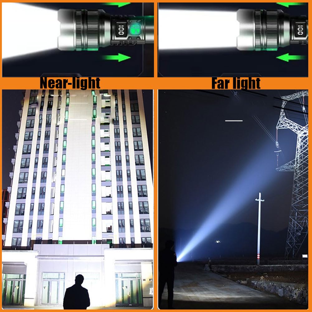 Geistle  The Ultimate Survival Flashlight,Led Rechargeable Flashlights High Lumens,Powerful Super Bright Flash Light With Zoom For Camping,Fishing (A)
